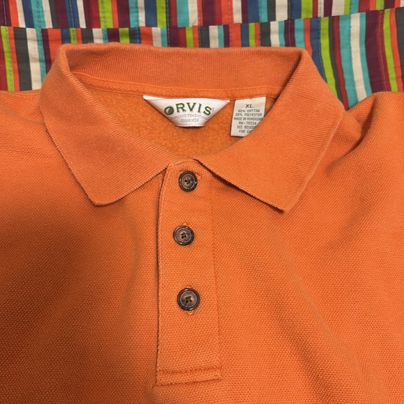 Sale Orvis  long sleeve three-quarter button size XL orange fast shipping - Picture 7 of 13